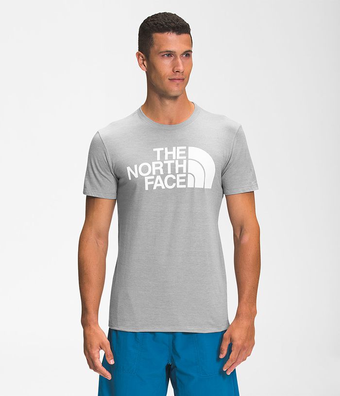 The North Face Short Sleeve Half Dome Tri-Blend Mens T-Shirts Light Grey 985423-DOK